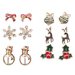 6pc. Red Bows/Holly with Berries/Reindeer Earring Set