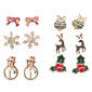 6pc. Red Bows/Holly with Berries/Reindeer Earring Set - image 1