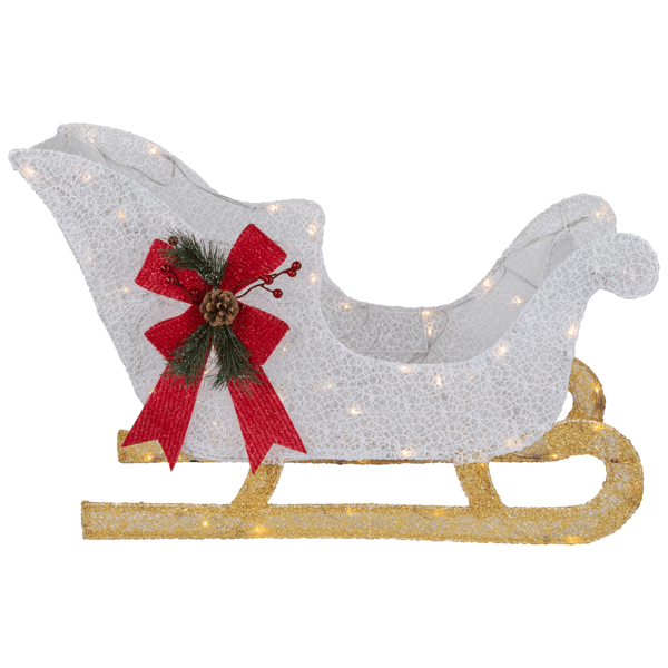 Northlight LED Glittery White Sleigh Outdoor Christmas Décor - image 