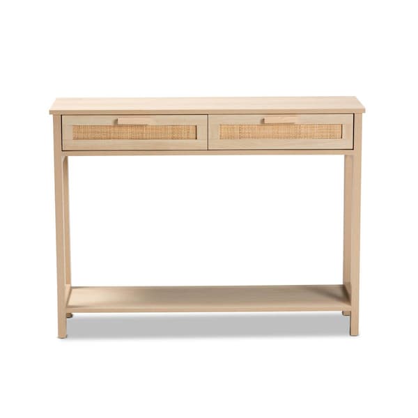 Baxton Studio Sebille Light Brown Wood 2-Drawer Console Table