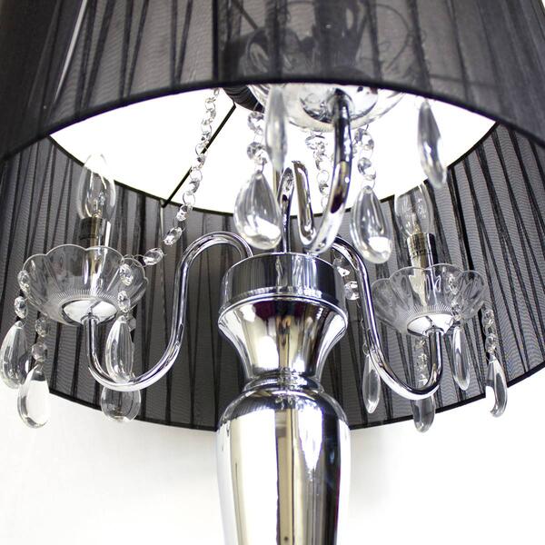 Elegant Designs Romantic Sheer Shade Hanging Crystals Table Lamp