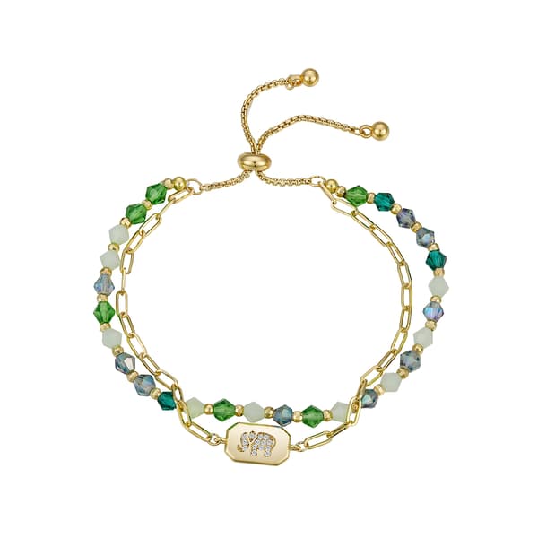 Shine Cubic Zirconia Elephant Crystal Double Strand Bolo Bracelet