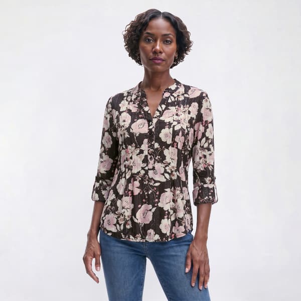 Plus Size Cocomo 3/4 Sleeve Floral Gomez Henley Blouse - image 