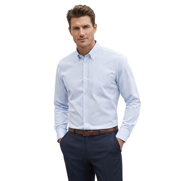 Mens Christian Aujard Checkered Fitted Dress Shirt - Blue/White - image 