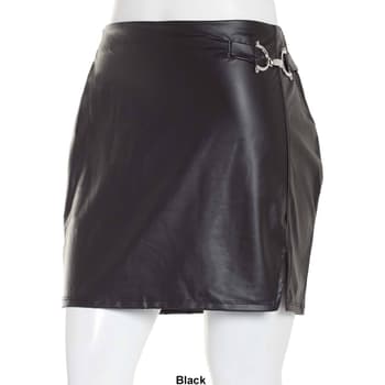 Juniors No Comment Vegan Leather Mini Skirt with Metal Buckle - Boscov's