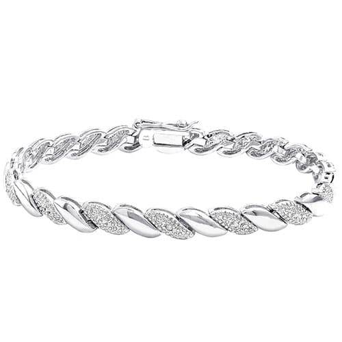 Gianni Argento Silver Diamond Accent San Marco Bracelet