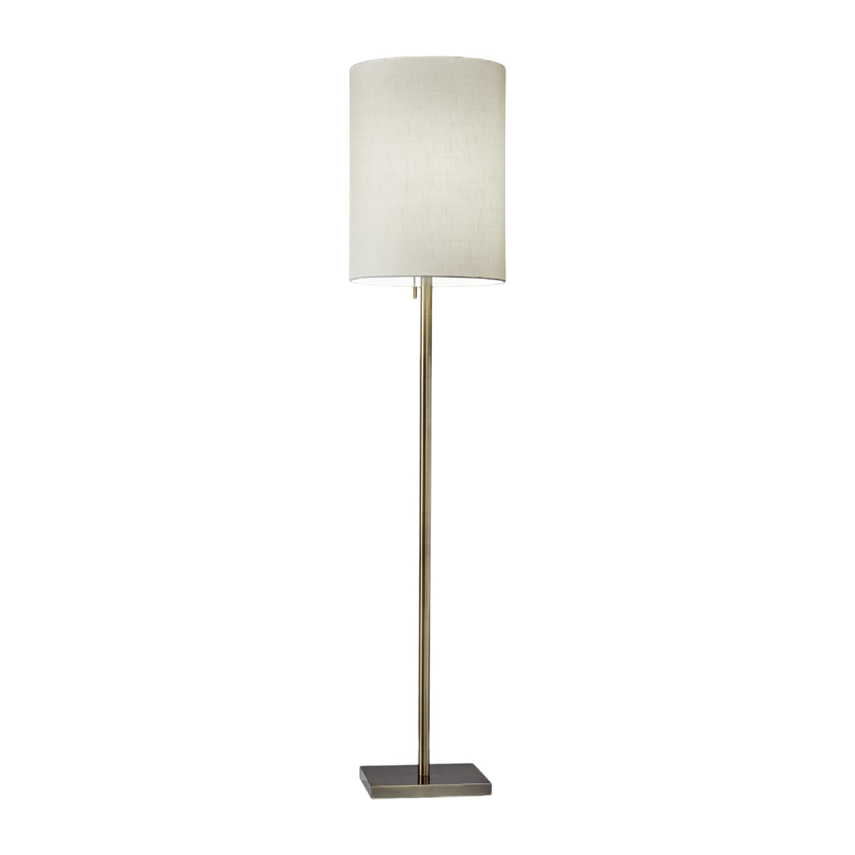 HomeRoots 61 Brass Metal Floor Lamp With White Fabric Cylinder