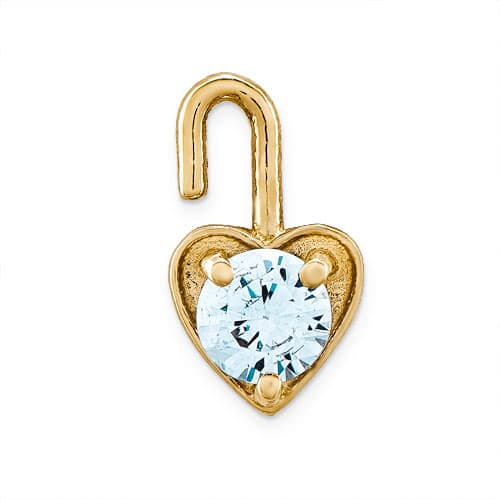 Gemstone Classics(tm) 14kt. Synthetic March Birthstone Charm - image 