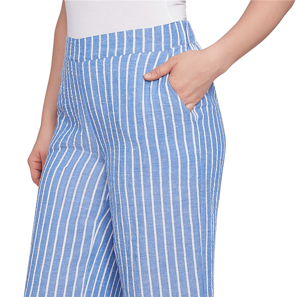 Petite Ruby Rd. Tinted Tides Stripe Relaxed Wide Leg Capri