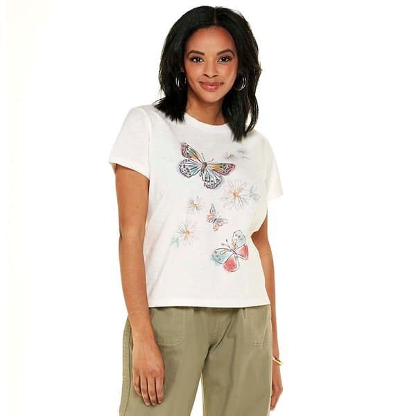 Plus Size Architect(R) Short Sleeve Butterfly Daisy Floral Slub Tee - image 