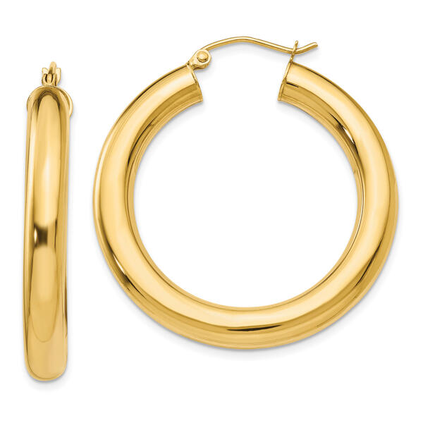 Gold Classics&#40;tm&#41; 14kt. Glossy Gold 35mm Hoop Earrings - image 