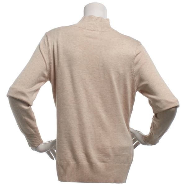 Plus Size Retrology Long Sleeve Mock Neck w/Lurex Pumpkin Sweater