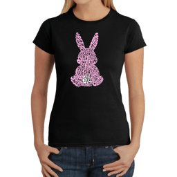 Womens LA Pop Art Easter Bunny Word Art T-Shirt