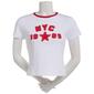 Juniors No Comment NYC Twill Applique Baby Tee - image 1