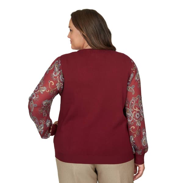 Plus Size Alfred Dunner Mulberry Street Paisley Sleeve Sweater