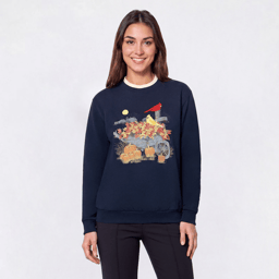 Womens Top Stitch By Morning Sun Wheelbarrow Fleece Sweatshirt