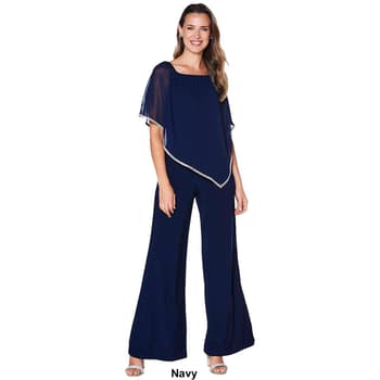 Womens MSK Sheer Overlay Rhinestone Trim Jumpsuit - Boscov's