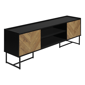 Monarch Specialties 72in. Black TV Stand with 2 Wood-Look Doors - image 2