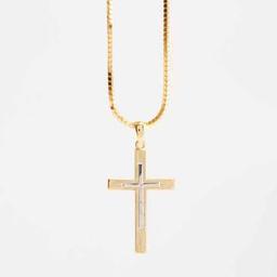 14kt. Gold Over Silver Inset Cross Pendant Necklace