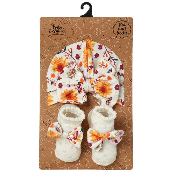 Baby Girl Baby Essentials(R) Floral Hat & Booties Set - image 