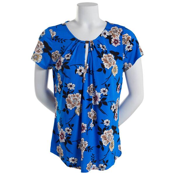 Womens NY Collection 3/4 Sleeve Knit Crepe Print Top - image 