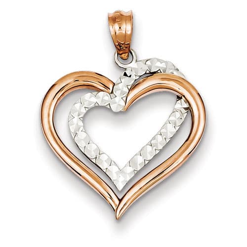 Gold Classics&#40;tm&#41; 14kt. Rose & White Gold Heart Pendant - image 