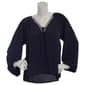 Womens Cece Long Sleeve Pintuck Scallop V Neck Blouse - image 1
