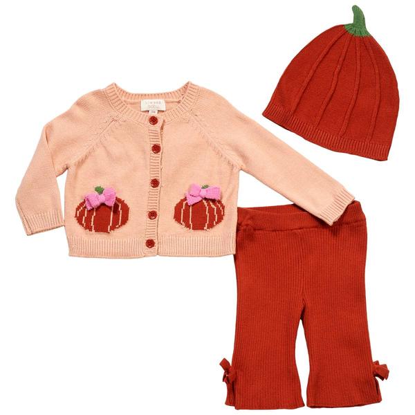Baby Girl (3-9M) Btween(R) Pumpkin Patch Cardigan, Pants, & Hat Set - image 