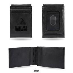 Mens NFL Cleveland Browns Faux Leather Front Pocket Wallet