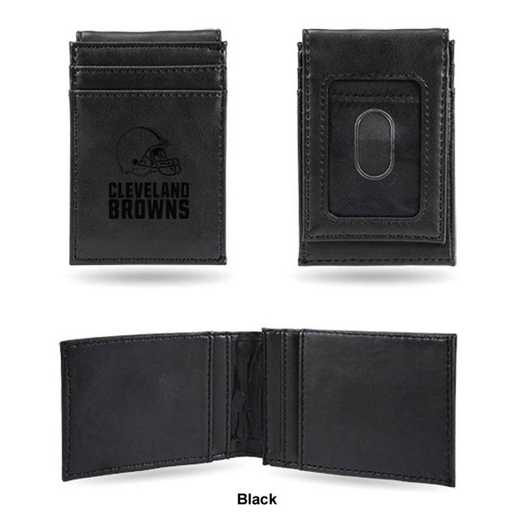 Mens NFL Cleveland Browns Faux Leather Front Pocket Wallet