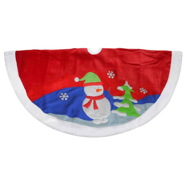 Dyno 48in. Red Fleece Christmas Snowman Winter Tree Skirt