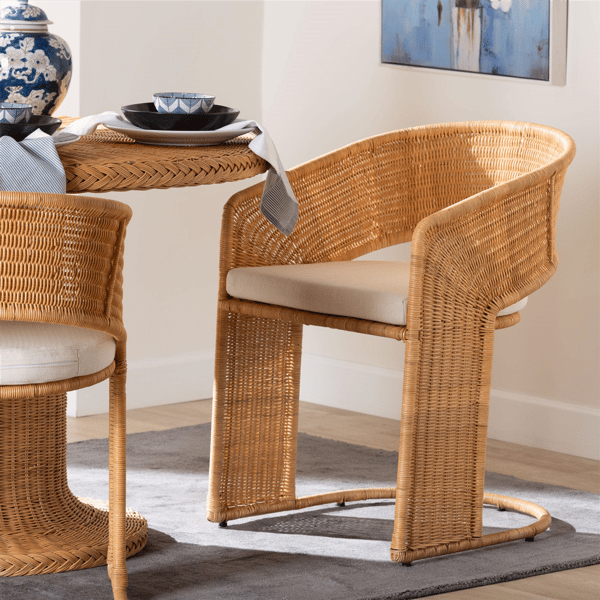 bali & pari Palm Bohemian Light Honey Rattan Dining Chair