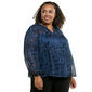 Plus Size Zac & Rachel 3/4 Sleeve Leaf Lurex Chiffon Blouse - image 1