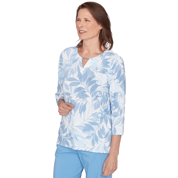Womens Alfred Dunner St. Augustine Monotone Leaf Print Split Nec