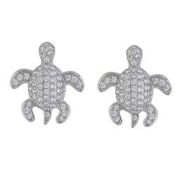 Fine Silver Plated CZ Turtle Stud Earrings