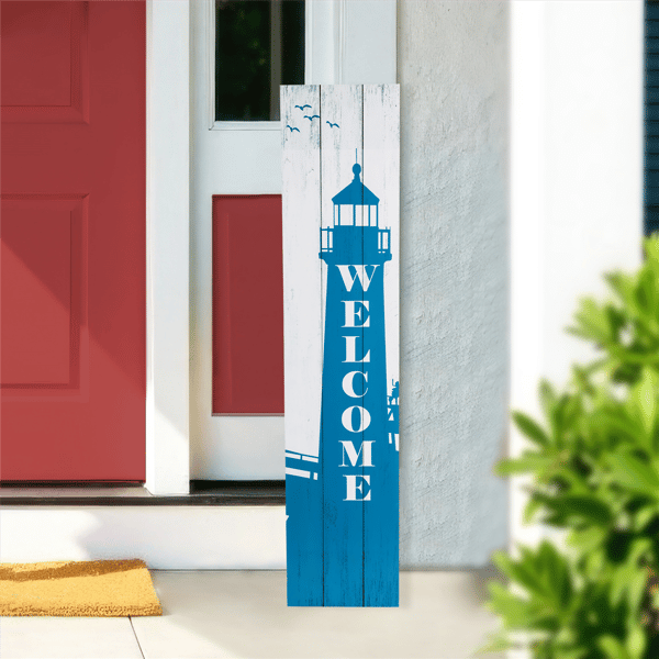 Northlight Weathered Lighthouse "Welcome" Porch Board Sign - image 