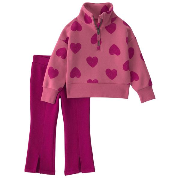 Toddler Girl Carter''s® 2pc. Heart Fleece Quarter Zip & Pants Set