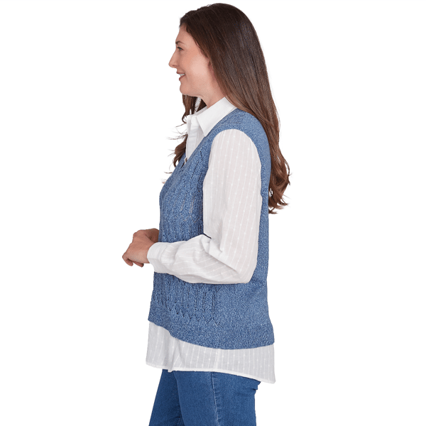 Petite Alfred Dunner Lake Victoria Vest Two In One Sweater