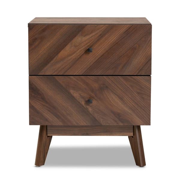 Baxton Studio Hartman Walnut Brown Wood 2-Drawer Nightstand