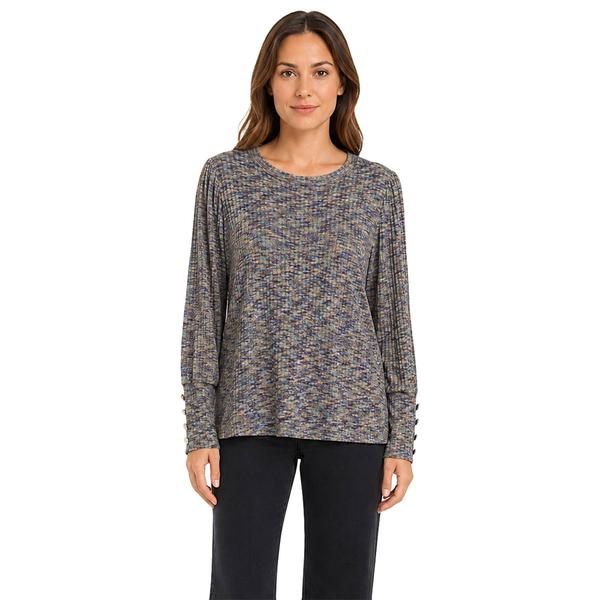 Womens Zac & Rachel Long Sleeve Wrist Detail Melange Rib Knit - image 