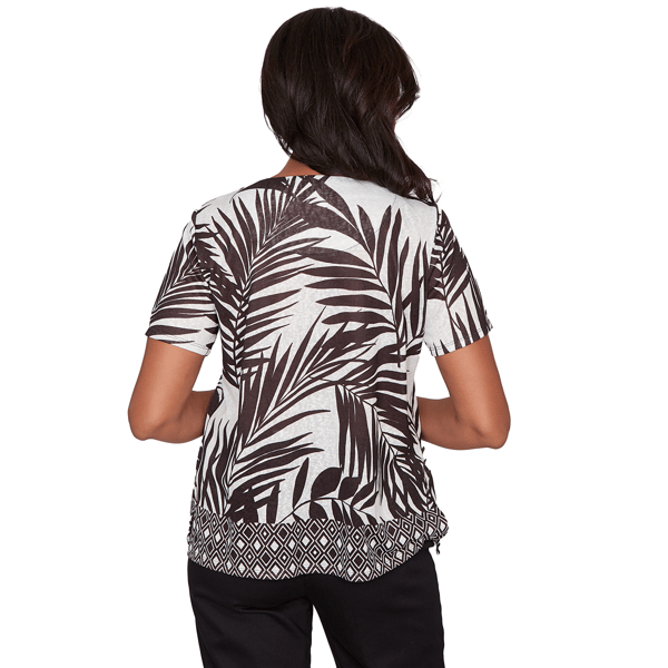 Womens Alfred Dunner Detail Driven Tropical Leaf Blouse
