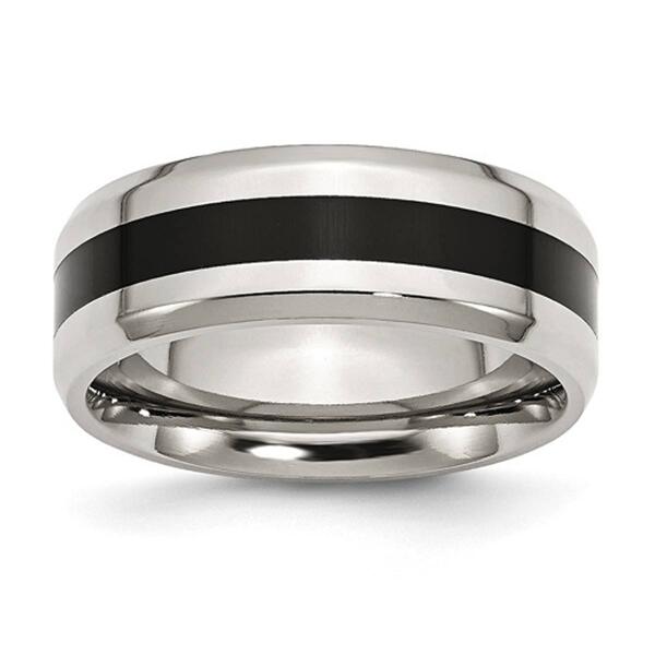Mens Gentlemen's Classics&#40;tm&#41; Black Enamel & Beveled Edge 8mm Band - image 