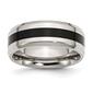 Mens Gentlemen's Classics&#40;tm&#41; Black Enamel & Beveled Edge 8mm Band - image 1
