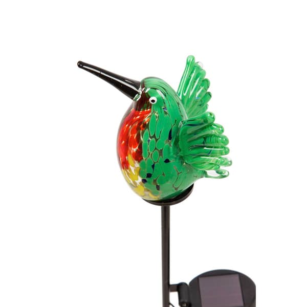 Evergreen 23in. Hummingbird Solar Art Glass Garden Stake