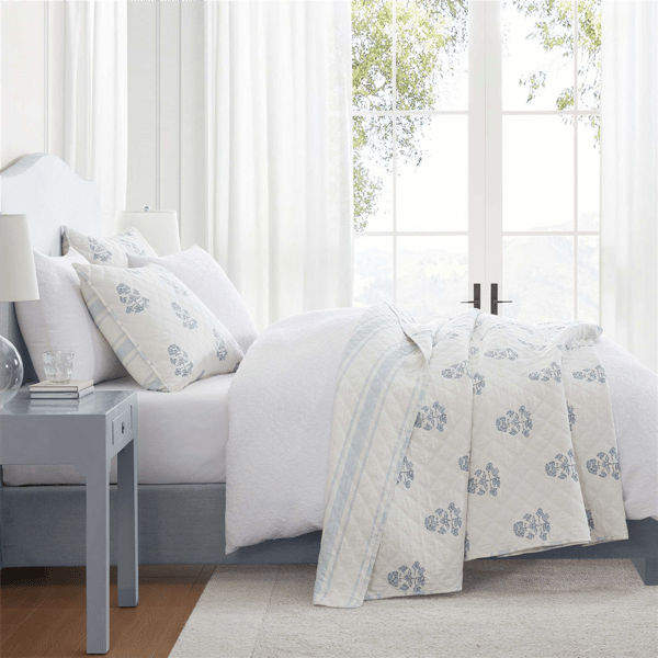 Martha Stewart Flower Block Print Quilt Set