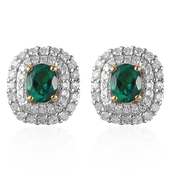 Nova Star(R) Created Oval Emerald & Lab Grown Diamond Earrings