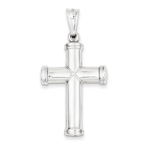 Unisex 14kt. White Gold Hollow Cross Pendant - image 