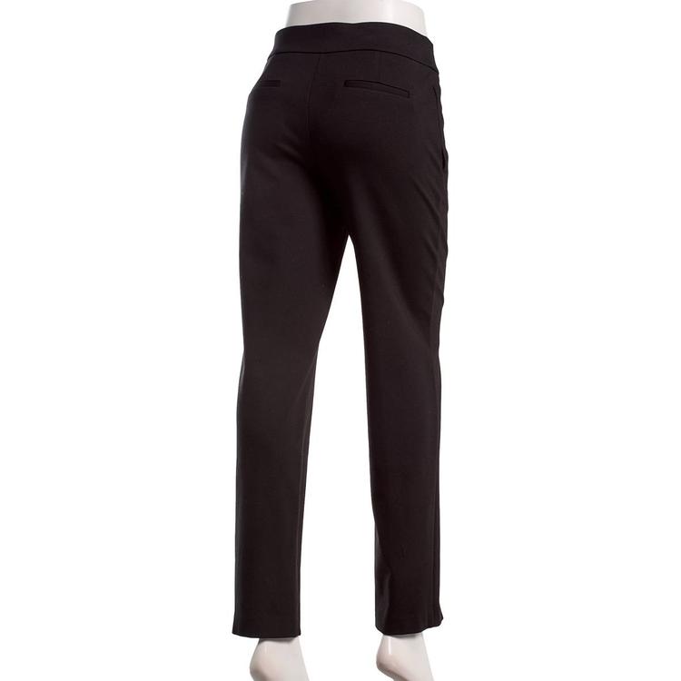 Womens Kasper Pull On Solid Straight Leg Front Hem Slit Pants