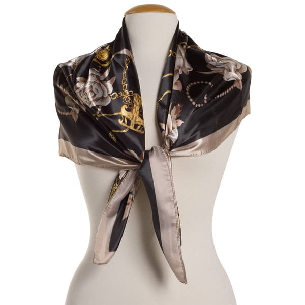 Womens Renshun 90cm All Over Floral Silky Square Scarf - image 