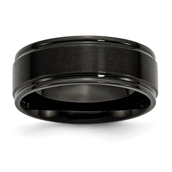 Mens Gentlemen's Classics&#40;tm&#41; 8mm Black Plated & Brushed Flat Band - image 